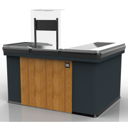 Comptoir de caisse en acier avec panneau bois livré monté - Agenc'Mag